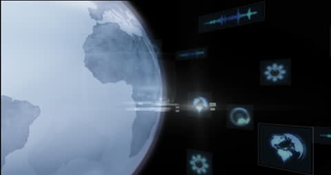 Digital Animation of Globe and Data Interface Concept