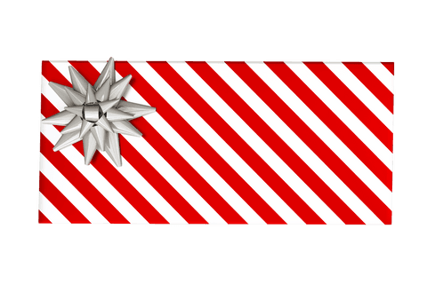 festive christmas present with red striped wrapping and silver bow, transparent background - Download Free Stock Videos Pikwizard.com