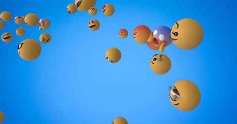 Floating Emojis Spread Fun and Laughter in Blue Sky - Download Free Stock Images Pikwizard.com