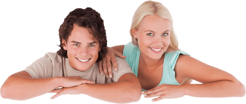 Happy Couple Holding Transparent Blank Sign