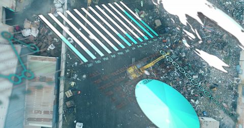 Digital innovation in construction: aerial view with data overlays