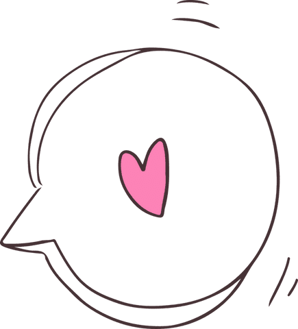 Pink Heart Floating Speech Bubble on Transparent Background
