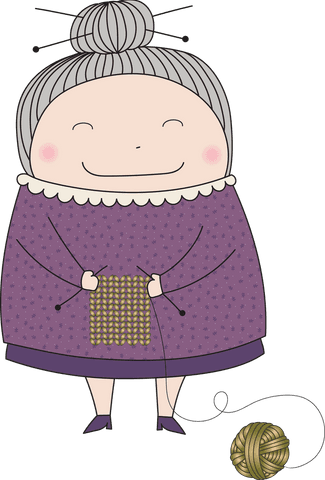 cartoon grandmother knitting with yellow yarn on transparent background - Download Free Stock Videos Pikwizard.com