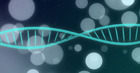 Glowing DNA Strand with Abstract Bokeh Design
