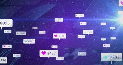 Digital Interface with Cosmic Background and Notification Bubbles