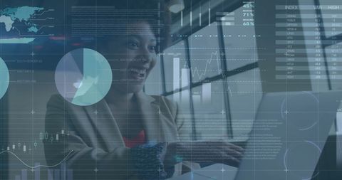 Businesswoman Engaging with Interactive Financial Data Interface - Download Free Stock Images Pikwizard.com