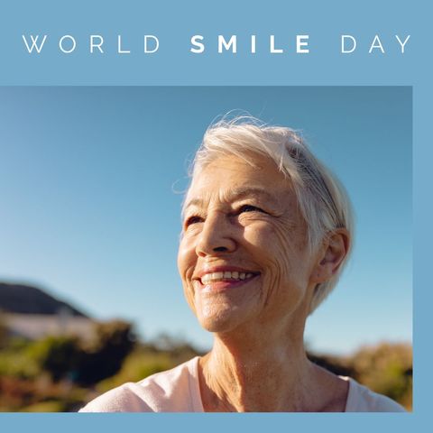 smiling senior woman celebrating world smile day outdoors - Download Free Stock Templates Pikwizard.com