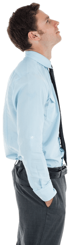 Transparent Background Businessman Looking Upwards