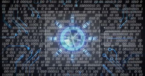 Cybersecurity Digital Hub with Futuristic Binary Code Background - Download Free Stock Images Pikwizard.com