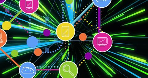Digital Abstract Network with Technology Icons - Download Free Stock Images Pikwizard.com