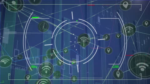 Digital Network with Communication Icons on Blue Interface