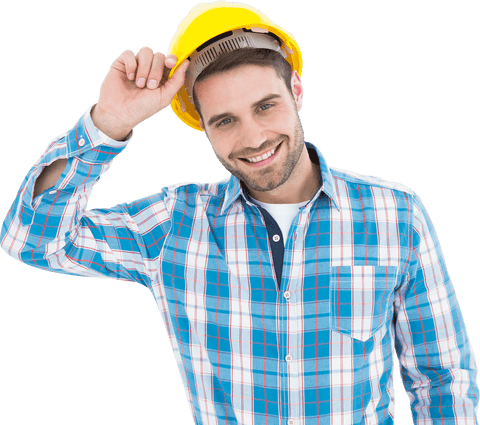 Smiling Male Engineer Wearing Yellow Safety Helmet Transparent Background - Download Free Stock Videos Pikwizard.com