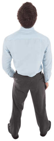 Transparent Back View of Businessman in Formal Attire