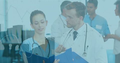 Medical Team Analyzing Patient Data in Modern Hospital Setting