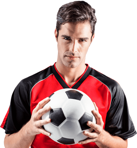 transparent confident male athlete holding soccer ball - Download Free Stock Videos Pikwizard.com