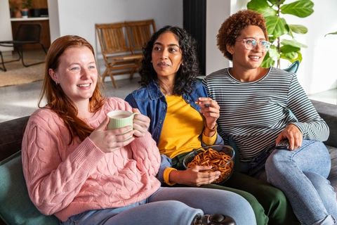 Diverse Female Friends Enjoying Relaxed Weekend at Home