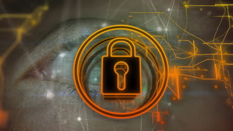Digital Security Lock Overlaying Human Eye in Abstract Circuit Design