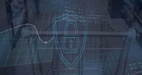 Digital Security over Shopping Cart with Financial Data Overlay - Download Free Stock Images Pikwizard.com