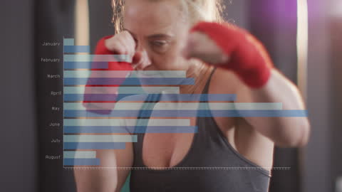 Woman Boxing with Performance Graph Overlay