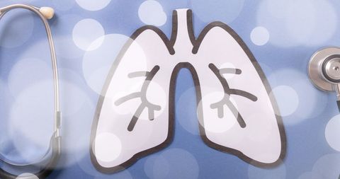 Illustration of lungs with spots highlighting global medical conditions
