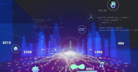 Futuristic Data Processing in Digital Cityscape - Download Free Stock Images Pikwizard.com