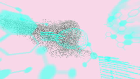 Futuristic Digital Brain with Data Particles on Pink Background
