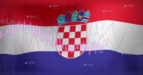 Economic Data Processing Over Croatia Flag Digital Concept