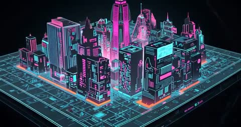 Futuristic Neon Cityscape Animation