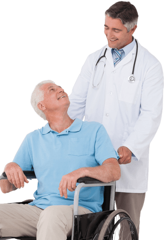 doctor pushing senior patient in wheelchair transparent image - Download Free Stock Videos Pikwizard.com