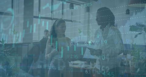 Financial Analytics with Diverse Business Team Collaborating in Modern Office