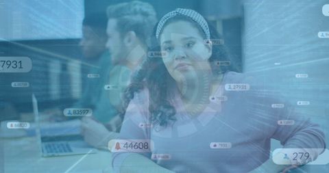 Diverse Team Innovating with Big Data in Modern Office Setting