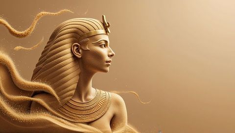 Ancient egyptian queen cleopatra sand sculpture portrait art