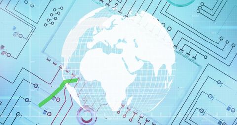 Digital Globe and Tech Blueprints Connecting Innovation - Download Free Stock Images Pikwizard.com