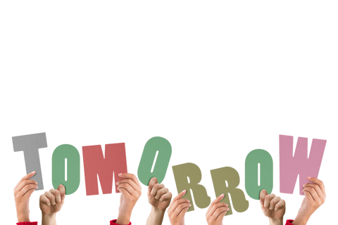 Hands Holding Colorful Letters Forming Transparent Word 'Tomorrow' - Download Free Stock Videos Pikwizard.com