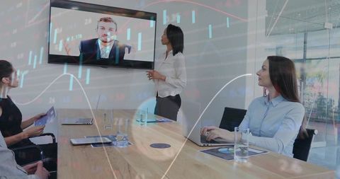 Digital era business meeting with remote speaker technology