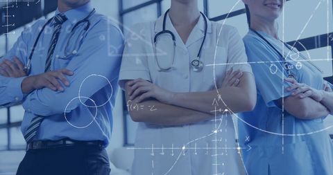 Healthcare Professionals in Uniform with Community Medical Collaboration Fusion