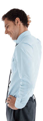 Transparent young businessman pondering future ideas pensively