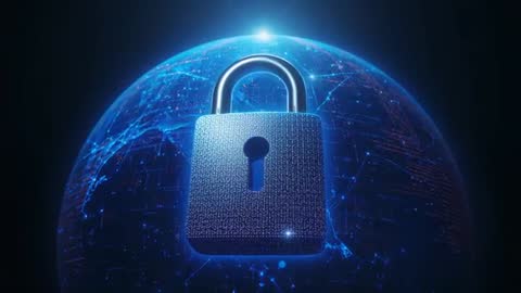 Glowing Padlock Over Digital Globe Visualizing Global Cybersecurity and Encryption