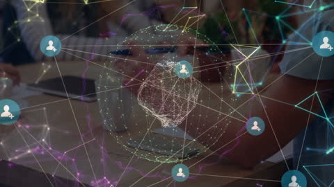 Global Connections: Businesswoman Exploring Virtual Reality in Office