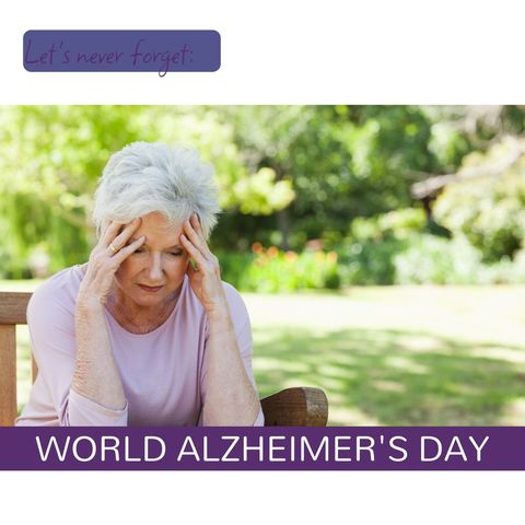 senior woman reflecting in garden on world alzheimer's day - Download Free Stock Templates Pikwizard.com