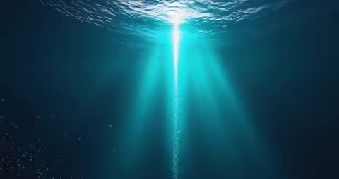 Beneath Waves: Tranquil Sunlight Traversing Ocean Depths