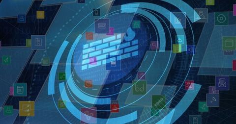 Futuristic cybersecurity digital infrastructure concept
