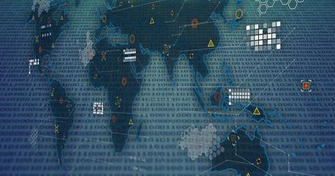 Global Network Connections with Binary Code Overlay - Download Free Stock Images Pikwizard.com
