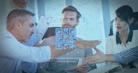 Collaborating Team with Holographic Technology in Modern Office