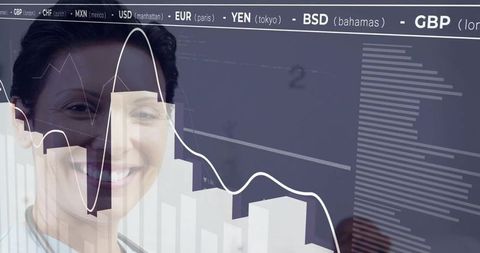 Nurse Analyzing Currency Charts in Digital Healthcare Lab