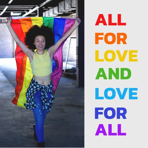 joyful woman celebrating with pride rainbow flag - Download Free Stock Templates Pikwizard.com