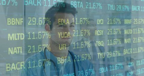 Doctor Analyzing Digital Data Interface in Modern Healthcare Setting