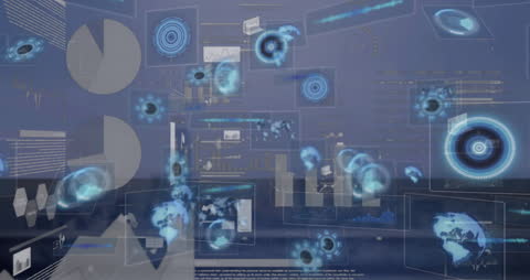 Futuristic Digital Interface with Global Data Analytics