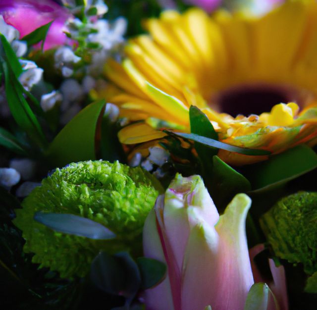 Image of close up of bouquet of fresh multi coloured flowers - Download Free Stock Photos Pikwizard.com