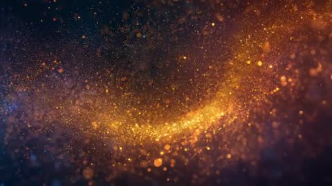Glowing Golden Particle Wave Loop Moving Across Deep Navy-Purple Backdrop